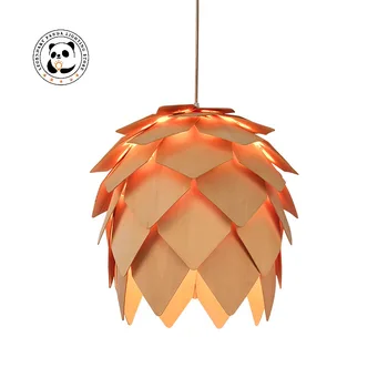 Moderný Drevený Prívesok Svetlá LED Ručné DIY Dreva Luster Pinecone Visí Dreva Artičok Lampa Domov Dekoratívne Svietidlo