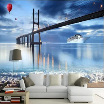wellyu Vlastné rozsiahle nástenná maľba výletnej lode cross - sea 3D TV joj, steny, tapety abstraktných de parede para quarto