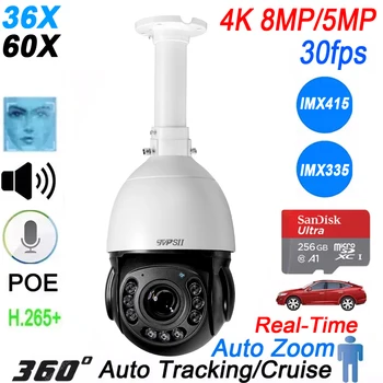 Stropný Držiak Auto Tracking 30fps Reálnom Čase 8MP 4k Infračervené 36X 60X Optický Zoom 360° Rotácia Audio ONVIF POE PTZ IP Kamera