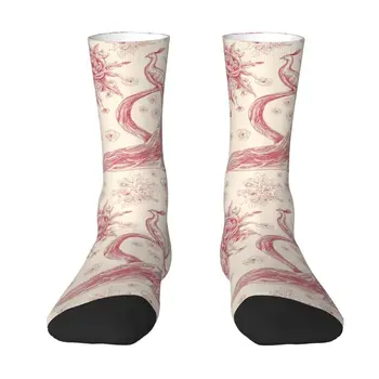 Zábava Mens Toile De Jouy Rose Šaty Ponožky Unisex Pohodlné Teplé 3D Tlač francúzsky Motív Flóry Posádky Ponožky