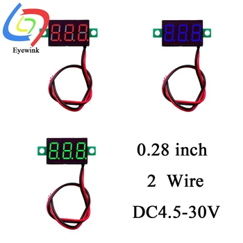 0.28 palcový DC 12V Mini LCD Digitálny Voltmeter Merač Napätia Panel Volt Tester Detektor Monitor 2 Drôt Červená Zelená Modrá LED dióda