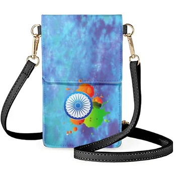 FORUDESIGNS Kožená Taška cez Rameno Lady Tvorivé Indickej Vlajke Vzory Mobil Tašky Poslov Uhlopriečka Dekorácie Puzdro