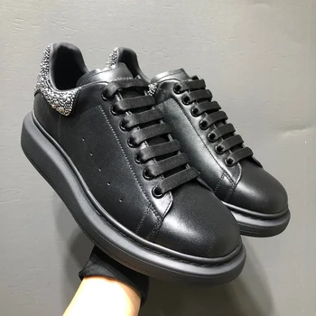 2023 Módne Nízky Rez Crystal Podpätky Luxusné Hrubé Čierne Biele Originálne Kožené Topánky Pre Mužov Bežné Byty Mokasíny Ženy Tenisky