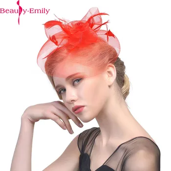 Krása Ženy Emily Fascinator Svadobné Oka Kvet Vlasy Klip Mnohých Farbách sú k Dispozícii Pierko Klobúk pre Svadobné Party