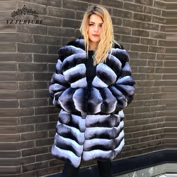 Zimné Ženy, Skutočné Králik Kožušiny Zvrchníky Vysoko Kvalitný Elegantný Bunda Chinchilla Farba Golier Skutočné Prírodné Kožušiny Vonkajšie Oblečenie