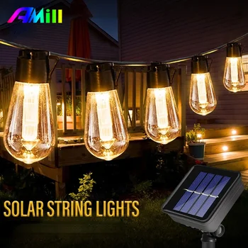 Retro Žiarovka LED Solárne String Svetlá Ramadánu Outdoor IP65 Vodeodolný Domáce Dekorácie Dovolenku Garland Záhradný Nábytok Rozprávky na Čítanie