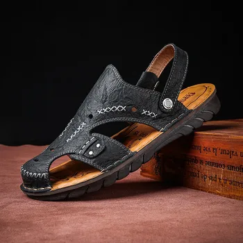 Letné Nové pánske Sandále Originálne Kožené Módne Pláže Topánky Pre Mužov Ležérne Topánky Luxusné Značky Vonkajšie Ručné Dizajnér Sandále