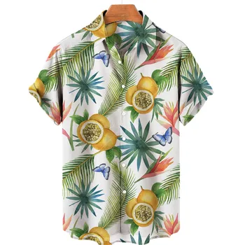 Ananás Passionfru pánske Tričko Ovocie Havajské Shirtd Camicias Bežné Jediného Tlačidla Všetky-zápas Tričko 3d Tlač-Krátke rukávy Topy