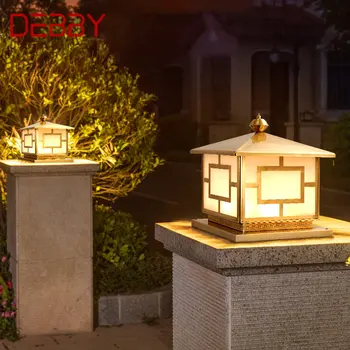 DEBBY Vonkajšie Klasické Mosadzné Záhrada Krajiny Svetlo Jednoduché Terasa Pilier IP65 Vodeodolný Retro Nádvorie LED Lampa Príspevok