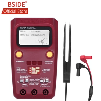 BSIDE Digitálne Tranzistor ESR02 PRO Tester SMD Súčiastky Dióda Triode Rezistor, Kondenzátor Cievky Meter Multimeter s Kliešte