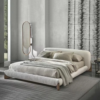 Yujifeng masívneho dreva spálňa manželská posteľ moderný jednoduchý handričkou umenie posteľou, spálne, veľkú posteľ 1,5 m svetlo luxusné talianske minimalistický