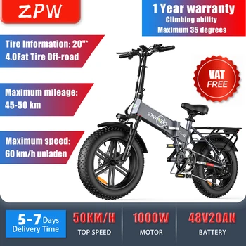 ZPW A1 Klince 1000W elektrické Dospelých koleso Bicykla 48V20AH Skladací elektrický Bicykel 20-palcový tuku pneumatiky elektrický bicykel E-kolesá
