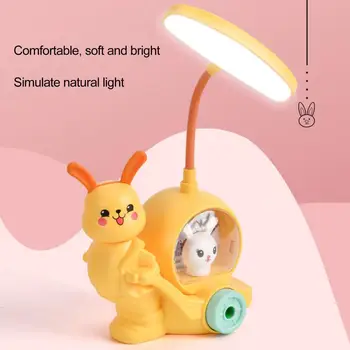 Stolná Lampa Ultra-Svetlý Flexibilné Hadice Rozkošný Dizajn Nabíjateľná Cartoon Lampa na Čítanie s Perom Sharpener Spálňa Dodávky