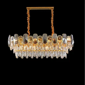 Lustre Svetlá LEDing Prívesok Lampy lesk crystal obývacia izba luxusná vila dekorácie, osvetlenie, zmiešané farby obdĺžnikové