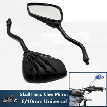 Univerzálny Motocykel, Skúter Pár mm 8 mm 10 mm Lebky Craw Tieň Spätné Zrkadlá Čierne Bočné Zrkadlo Na Yamaha Suzuki Kawasaki, BMW