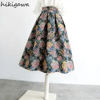 Vintage Sukne pre Ženy 2023 Faldas Mujer De Moda Vysoký Pás Tunika Kvetinový Saia Módne, Elegantné Jupe Módne kórejčina A-line Sukne