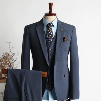 muž vysokej kvality slim Klasické Obleky Mužov Slim Fit 3 Ks sa Nastaví Formálne Svadby Muž Office Business Sako (Bunda+Vesta+Nohavice)