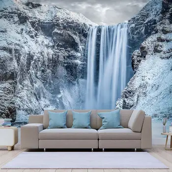 Sneh Horský Vodopád Prispôsobené Obývacej Izby, Spálne, samolepiace Tapety nástenná maľba
