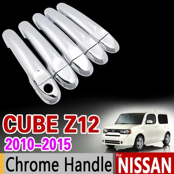 pre Nissan Cube z12 2010 - 2015 Chrome Dverí Rukoväť Kryt Výbava Nastaviť 5Door 2011 2012 2013 2014 Auto Príslušenstvo Nálepky Auto Styling