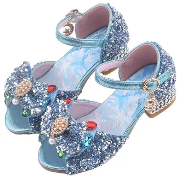 Dievčenské modré crystal sandále Dieťaťa Princezná Lesklé Crystal Módne Sandále drahokamu Sequin Deti tanečné topánky pre Svadobné Party