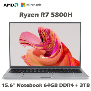 2023 Super 15.6 Palce Notebooku AMD Ryzen R7 5800H 8 Jadier 64GB DDR4 3TB SSD Windows 10 Pro 5G Wi-Fi Typ-C Herný Počítač, Notebook