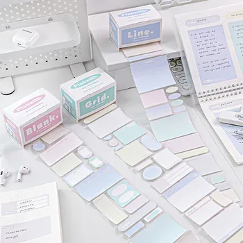 Multifunkčné Memo Pad kórejský Tvorivé Jednoduchosť Farbou Sticky Note Vodorovná Čiara Prázdne to DO LIST Label Nálepka