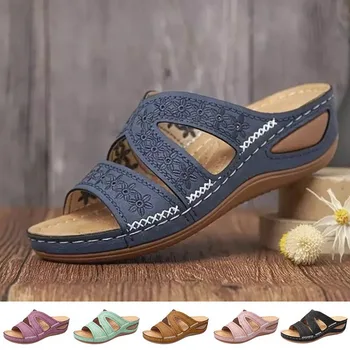 2023 Lete Ženy Klin Módne Sandále Premium Otvorené Prst Sandále Anti-slip Bežné Ženské Platformu Retro Papuče Plus Veľkosť 36-44