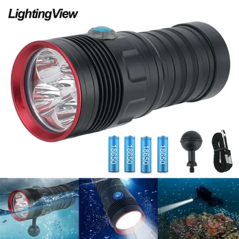 6000LM Potápanie Svetlo Podvodná Svetla 200m 5x XML2 LED Potápanie Pochodeň Baterka je Napájaná 4X18650 Batérie