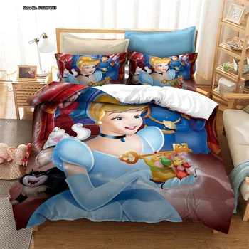 Creative Decoration Série posteľná bielizeň Nastaviť Disney Princezná Vzor Deti Baby 3D Digitálna Tlač Deka Kryt obliečka na Vankúš