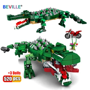 520Pcs Jurský Imperator Krokodíla Model Stavebné Bloky Dinosaura Animal Park Svete Obrázok Auta Tehly Hračky, Darčeky pre Deti