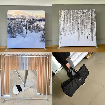 8x8ft hliníkový rám a 2 stranách tlač snehu lesa pre zimnú dovolenku fotografie napätie textílie pozadie