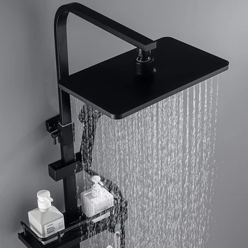 Digitálny Sprcha Systém LED Smart Termostatické Sprchové Nastaviť Wall Mount Konštantná Teplota Kúpeľa Kohútik Teplej Studenej Mixér Čierny