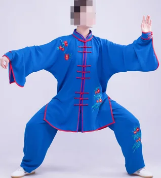 ženy tai chi vyhovovali žena jar/leto výšivky výkon kung fu uniformy vyhovuje bojových umení oblečenie káva/modrá/rose/červená