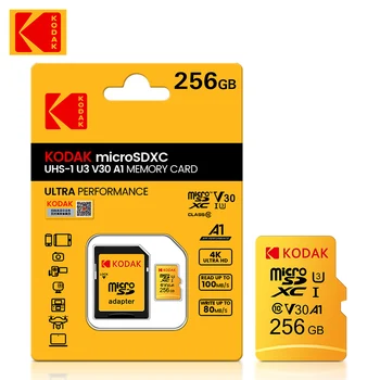 Kodak Micro SD 256 GB 128 GB 64 GB 32 GB MicroSD Kartu Flash, Pamäťovú Kartu Class 10 U3 4K Micro SD Pamäťová Karta S SD Adaptérom