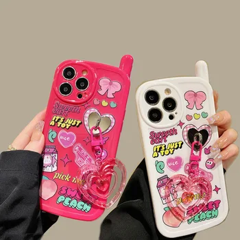 3D Dievča Candy Keychain Soft telefón puzdro pre iphone 14 13 12 11 Pro Max XR X XS max 7 8 plus SE 2022 Karikatúra Roztomilý Broskyňa Kryt