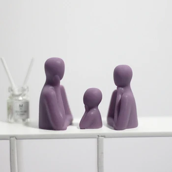 1set domček pre bábiky Miniatúrne Rodina Troch Členských Model DIY Bábiky Dom Nábytku, Dekorácií Príslušenstvo Plochy Dekor