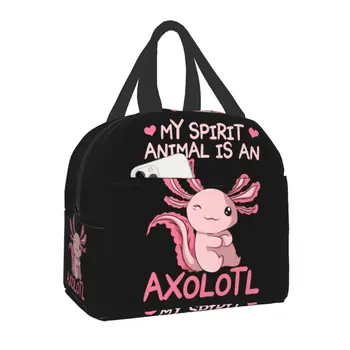 Môj Duch Zvierat Je Axolotl Tepelne Izolované Obed Taška Ženy Prenosné Obed Tote pre Školského Úradu Vonkajšie Skladovanie Potravín Box