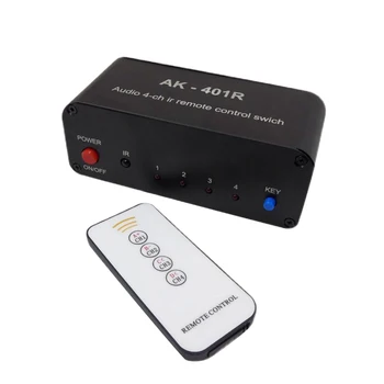 AIYIMA 1PCS Štyri-V-Jednom-Out Audio Splitter Stereo Štyri-Way Audio Zdroj Switcher AV Audio Signálu, dvojkanálový S Diaľkovým ovládaním