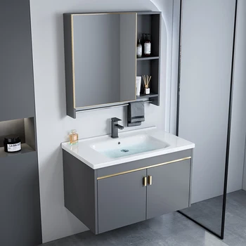 Alumimum Kúpeľňa Kabinetu Kúpeľňa Tabuľka Celý Washbin Keramické Umývadlo Kabinet Zmes Umývadlo Moderný Minimalistický
