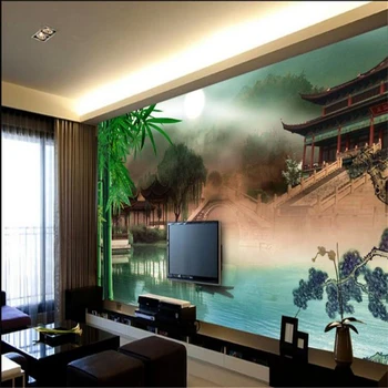 beibehang Veľké vlastné tapety Čínsky štýl Jiangnan štýl, spálne, gauč TV pozadie abstraktných de parede 3d para sala atacado