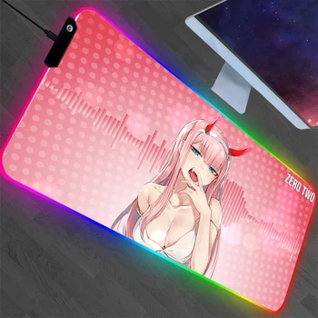 Anime Dievča Nula Dva RGB Kawaii Podložka pod Myš XL Svietiace LED Notebook Mini Hry Príslušenstvo Hráč Klávesnice Koberec Pad Gaming Mouse pad