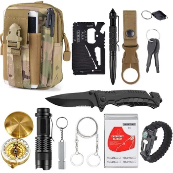 13 V 1 núdzi Prežitie Výstroj Odborná Prvá Pomoc Kit Outdoor Camping, Turistika Prežitie Nástroje Whistle Taktické Nástroje pre Voľne žijúce