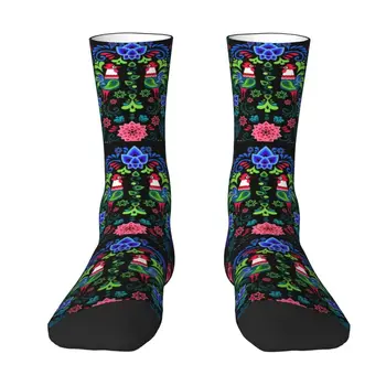 Poľský Botanická Kohút Vzor Muži Ženy Posádky Ponožky Unisex Móda Poľsko Ľudová Kvety Jar Leto Jeseň Zima Šaty Ponožky