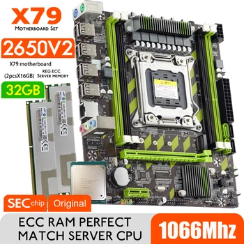 Atermiter X79 Doska s XEON E5 2650 V2 2* 16GB = 32 GB DDR3 1066 REG ECC RAM Pamäť Combo Kit Set NVME SATA Server