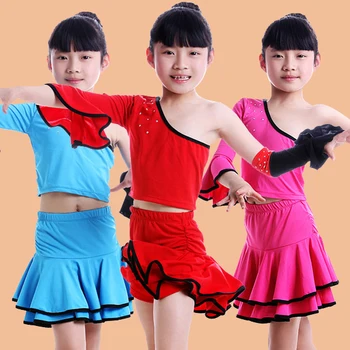 Detské-Fancy-Šaty Latinské Tanečné Šaty Dievčatá V Krojoch Samba Kostým Detský Jeden Rukáv Latinskej Sála Šaty Salsa Tanečné Šaty