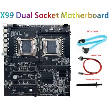 X99 Dual-základná Doska Socket LGA2011-3 Podpora RECC DDR4 Pamäte So SATA Kábel+Switch Kábel+Termálnej pasty