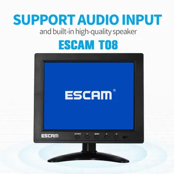 ESCAM T08 8 cm TFT LCD, rozlíšenie 1024x768 CCTV Monitor s VGA kompatibilný s HDMI AV BNC USB pre PC Bezpečnostné Kamery CCTV