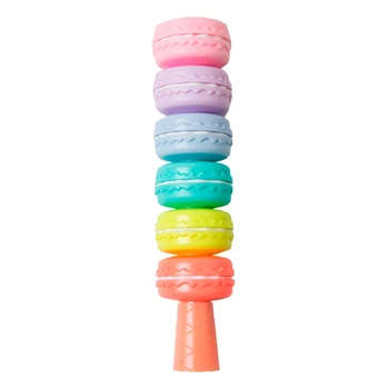6 Ks Prenosné Cartoon Fluorescenčné Pero 6-v-1 Mini Macaron Zvýrazňovač 3 mm Šikmé Tip Farba Maker Kit pre Sfarbenie