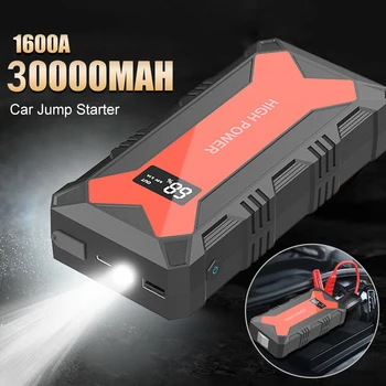30000mAh autobatérie Skok Starter Power Bank 1600A USB Rýchlo Nabíjačka LED Baterka Núdzové Booster Aute štartovacie Zariadenie