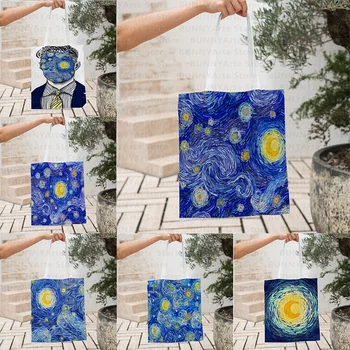 Hviezdne Nebo Van Gogh Oko Estetika Umenia Štýl Série Pohodlné Supermarket, Nákupné Tašky Kabelky Látkové Taška Tote Tašky Recyklovateľné